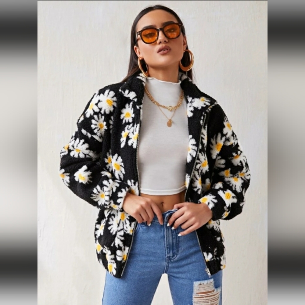 🌈 y2k 90s Daisy Print Bomber Jacket